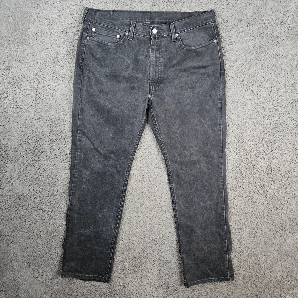Levi's 505 Regular Fit‎ Straight Leg Jeans Mens Black Size 36x30 WaterLess